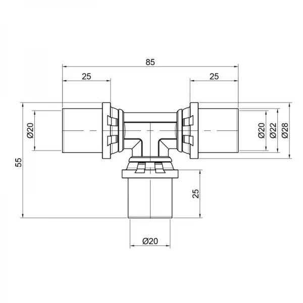 Тройник пресс Icma 20х20х20 №406