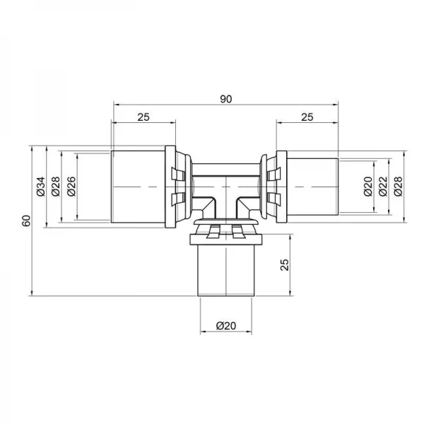 Тройник пресс Icma 20х20х26 №406