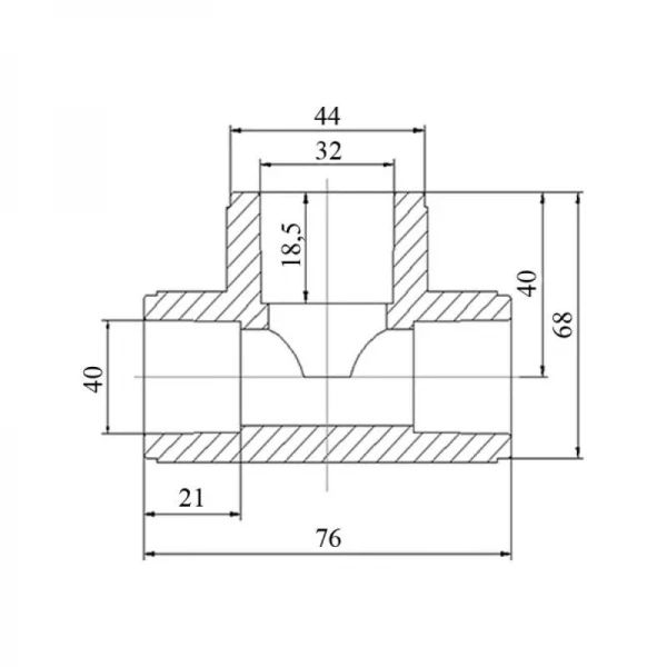 Тройник PPR Blue Ocean 40х32х40 редукционный