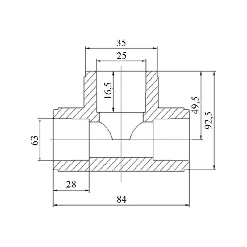 Трійник PPR Blue Ocean 63х25х63 редукційний