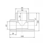 Тройник PPR Blue Ocean 63х50х63 редукционный