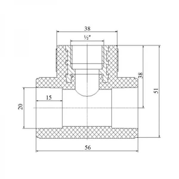 Тройник PPR Blue Ocean 20х1/2