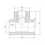 Тройник PPR Blue Ocean 32х1/2