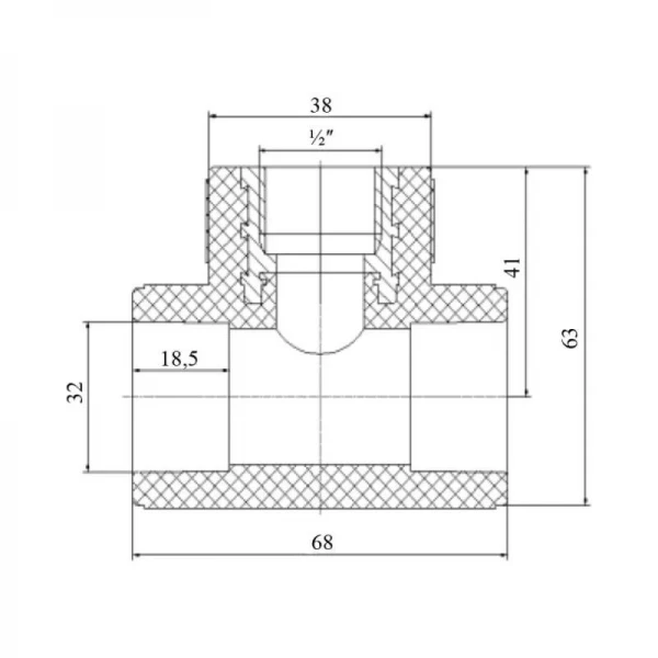 Тройник PPR Blue Ocean 32х1/2