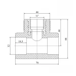 Тройник PPR Blue Ocean 32х3/4