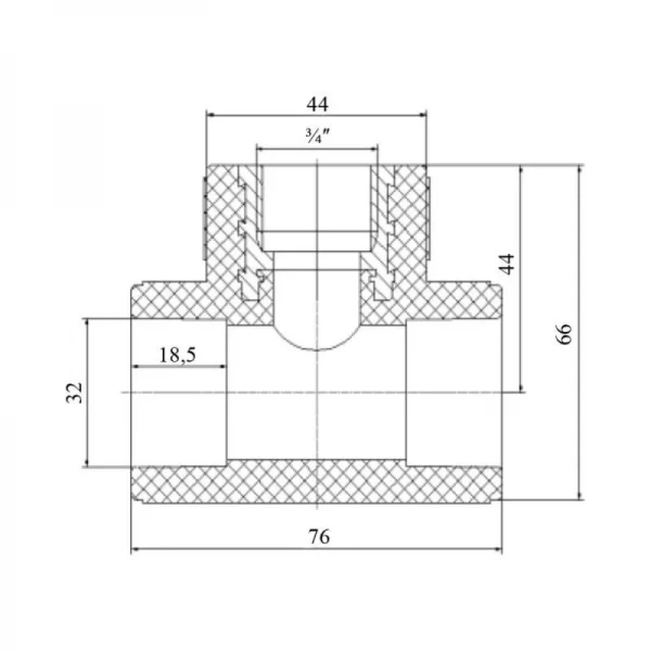Тройник PPR Blue Ocean 32х3/4