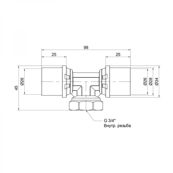 Тройник пресс Icma 26х3/4