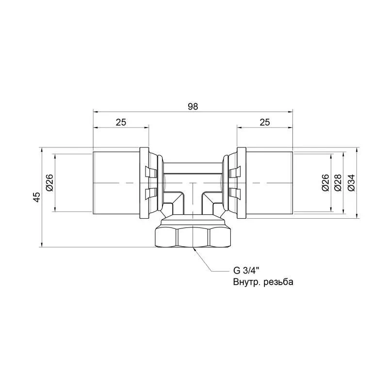 Тройник пресс Icma 26х3/4