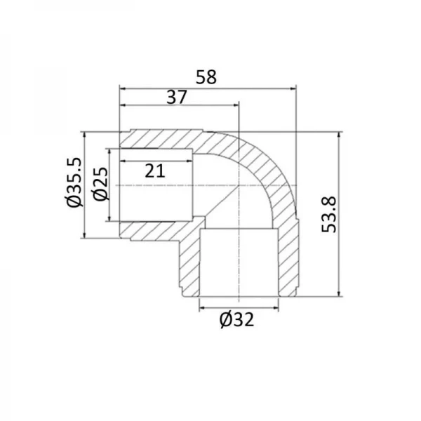 Уголок PPR Blue Ocean редукционный 32х25, 90°