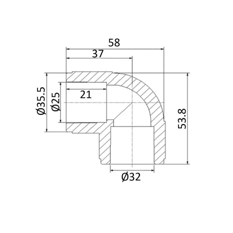 Кутик PPR Blue Ocean редукційний 32х25, 90°