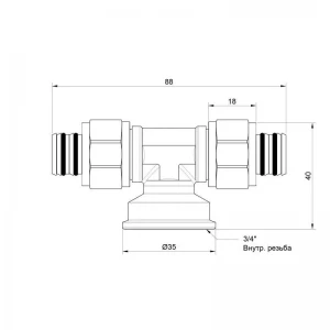 Трійник обжимний Icma 16х3/4