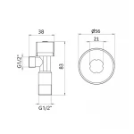 Кран угловой Thermo Alliance Standart (ручка шестигранник) с вент.буксой 1/2