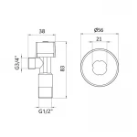 Кран угловой Thermo Alliance Standart (ручка шестигранник) с вент.буксой 1/2
