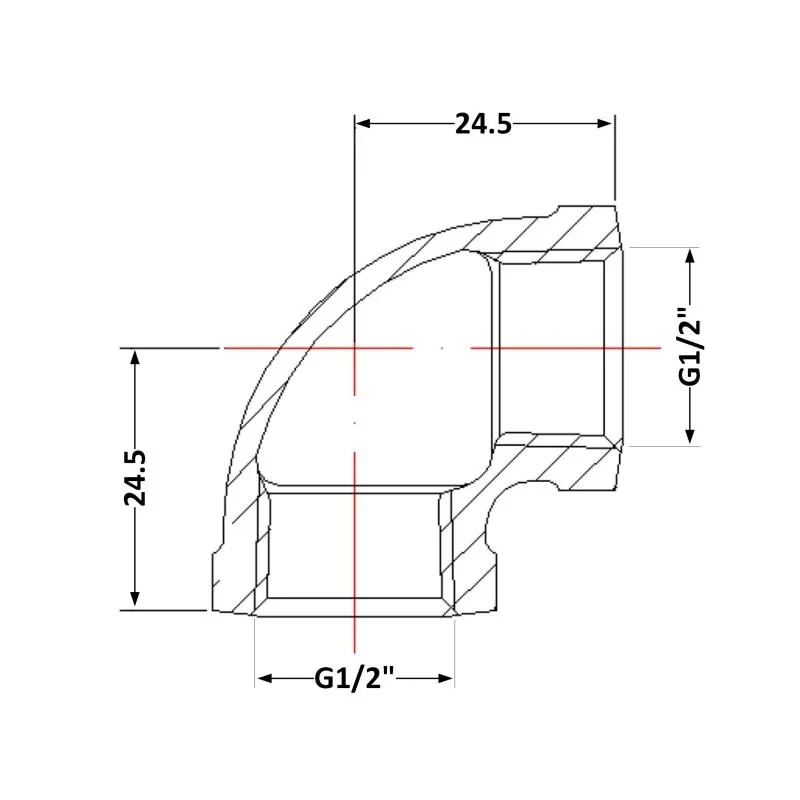 Кут чавунний 1/2
