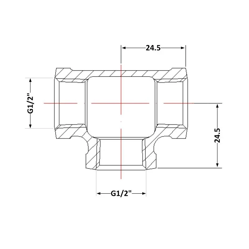 Трійник чавунний 1/2