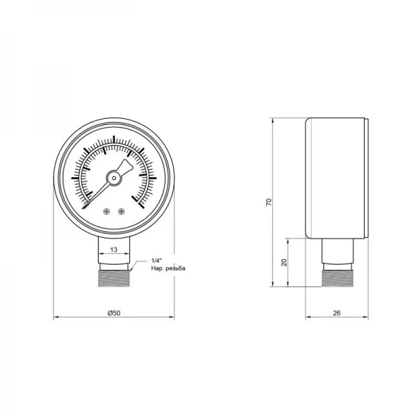 Манометр SD Plus 10 бар 1/4
