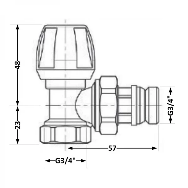 Кран радиаторный Icma №803+940 угловой 3/4
