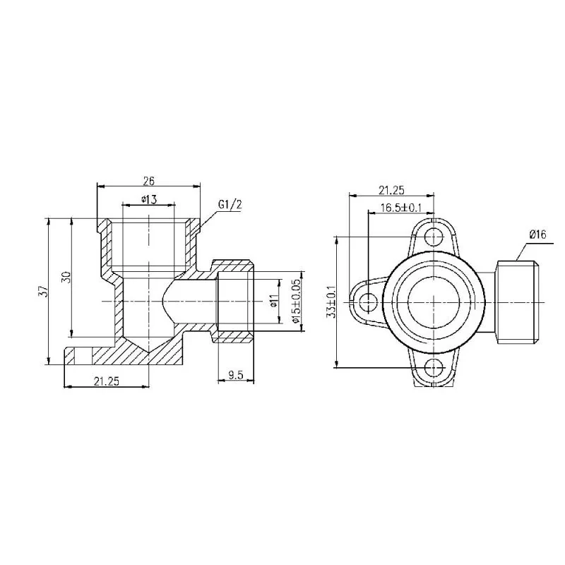 Уголок обжимной настенный SD Forte 16х1/2