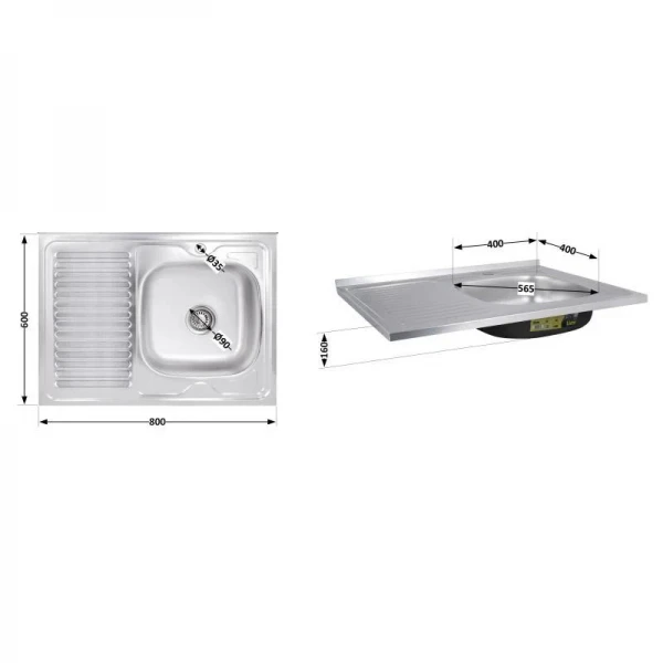 Кухонна мийка Lidz 6080-R 0,6 мм Satin (LIDZ6080R06SAT)