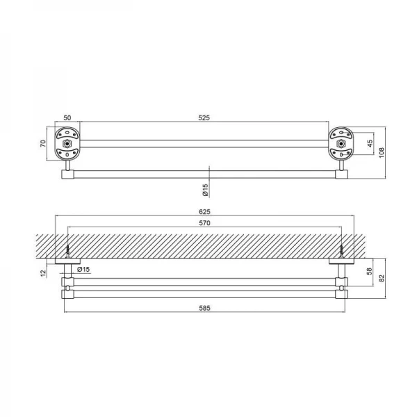 Держатель для полотенца Lidz Oreo 0102 двойной LDORE0102CRM22082 Chrome