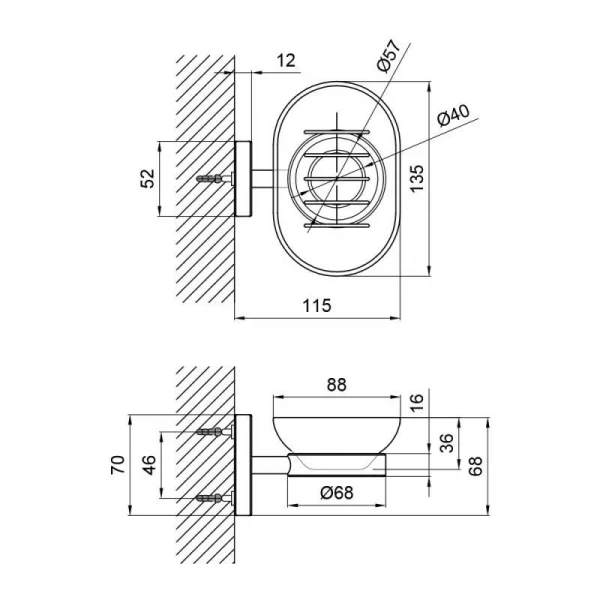 Мыльница с держателем Lidz Oreo 0201 настенная (матовое стекло) LDORE0201CRM22083 Chrome