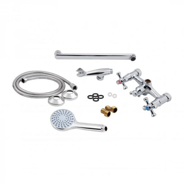 Смеситель для ванны Lidz Lamb 143 с поворотным изливом двухвентильный (c душевым гарнитуром) LDLAM143CRM22143 Chrome