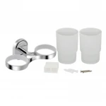 Стакан с держателем Lidz Oreo 0402 двойной настенный (матовое стекло) LDORE0402CRM22164 Chrome