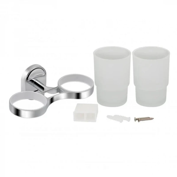 Стакан с держателем Lidz Oreo 0402 двойной настенный (матовое стекло) LDORE0402CRM22164 Chrome