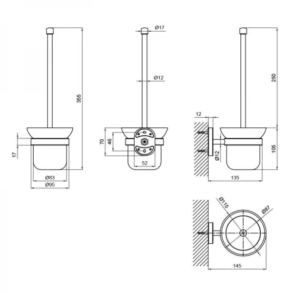 Ёршик Lidz Oreo 0501 подвесной (матовое стекло) LDORE0501CRM22167 Chrome