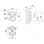 Крючок Lidz Oreo 0602 двойной LDORE0602CRM22169 Chrome