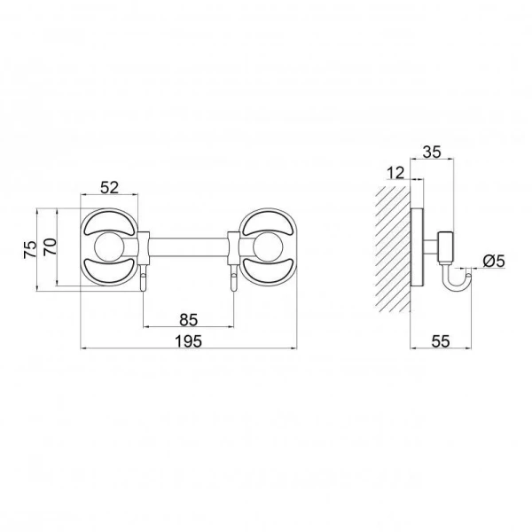 Держатель для полотенца Lidz Oreo 0802 2 крючка LDORE0802CRM22173 Chrome