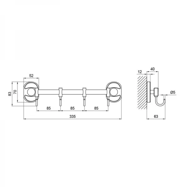 Держатель Lidz Oreo 0804 4 крючка LDORE0804CRM22175 Chrome