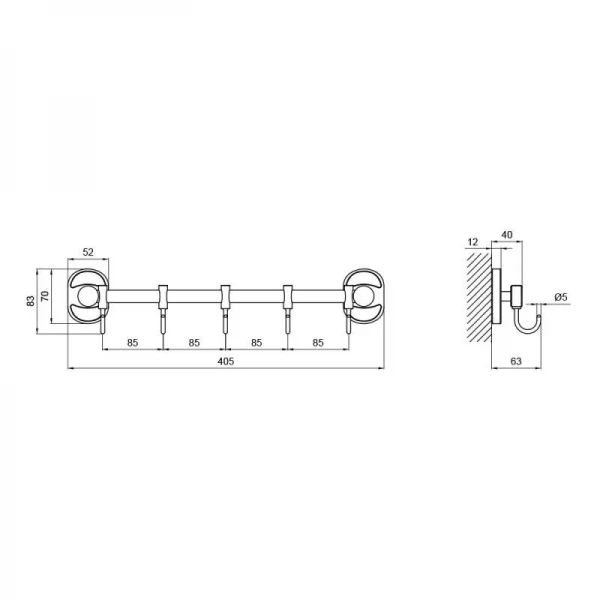 Держатель Lidz Oreo 0805 5 крючков LDORE0805CRM22176 Chrome