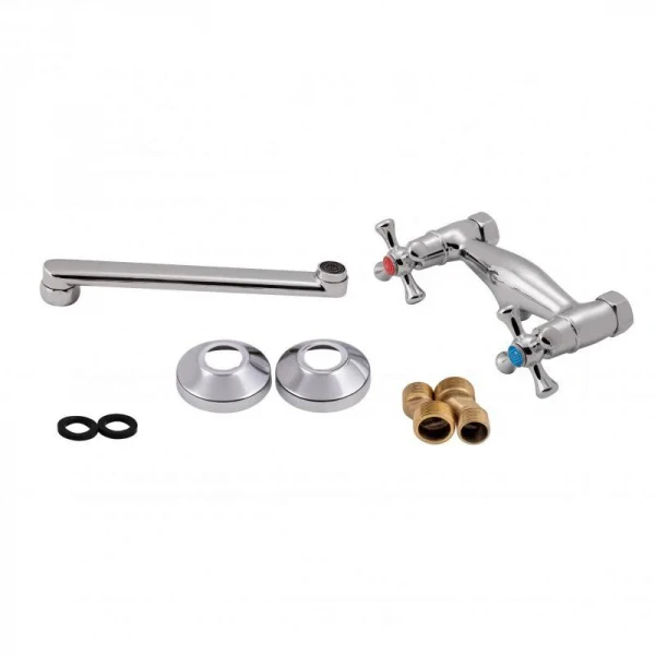 Змішувач для кухні Lidz Lamb 361 настінний з поворотним виливом двохвентильний LDLAM361CRM22309 Chrome