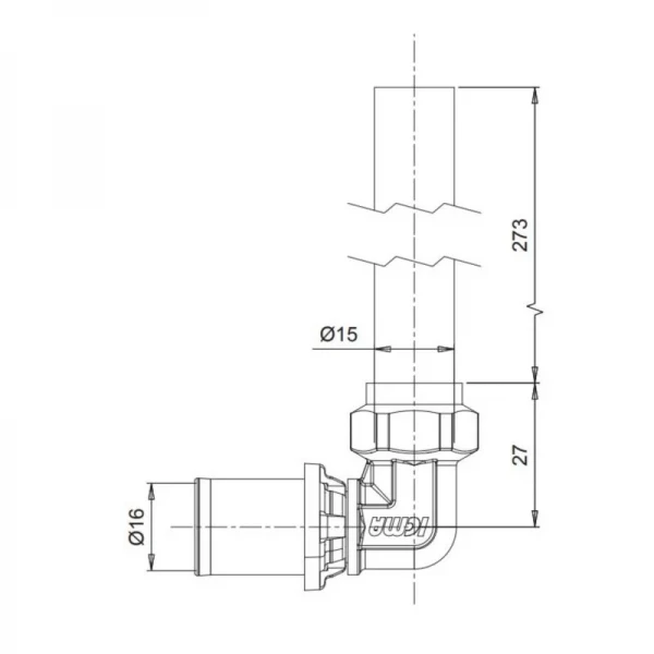Трубка пресс Г-образная Icma 16х2