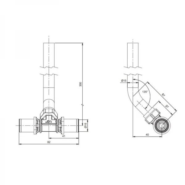 Трубка пресс Г-образная Icma 16х2