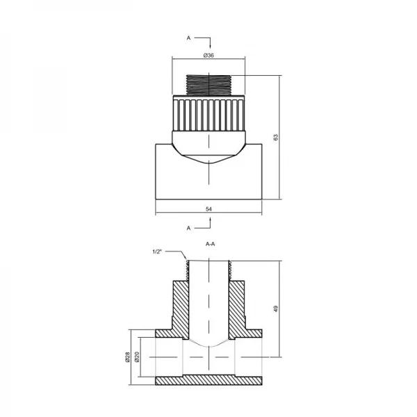 Тройник PPR Thermo Alliance 20х1/2
