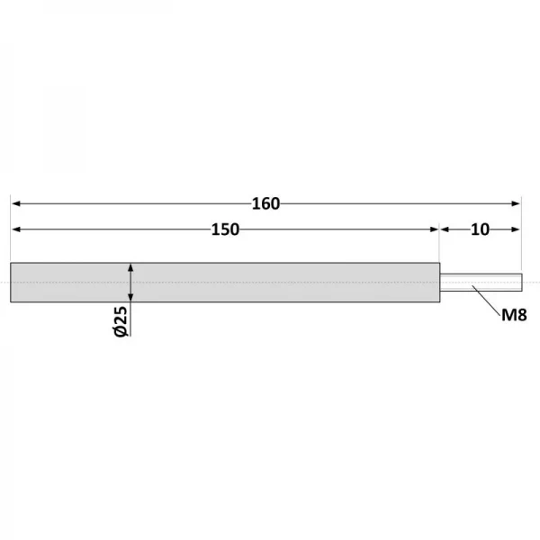 Магнієвий анод Aquahot 150х25, 5 мм 30-50 л