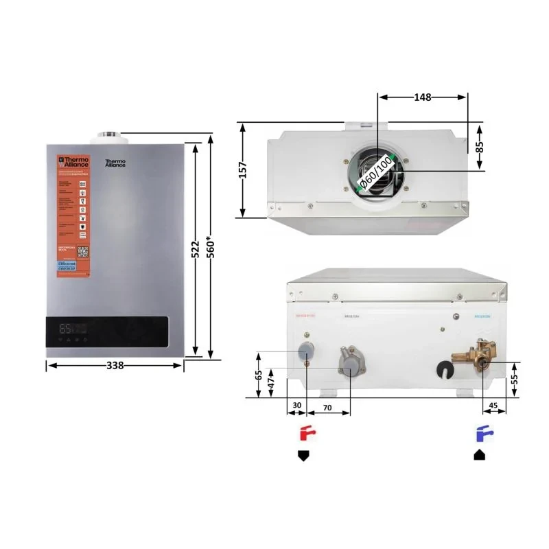 Колонка газовая дымоходная Thermo Alliance JSG20-10ETP18 10 л Silver