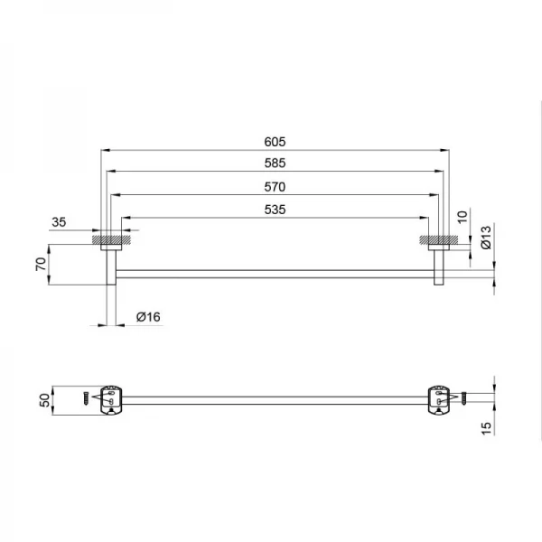 Тримач для рушника Qtap Liberty 605 мм QTLIBCRM1124 Chrome
