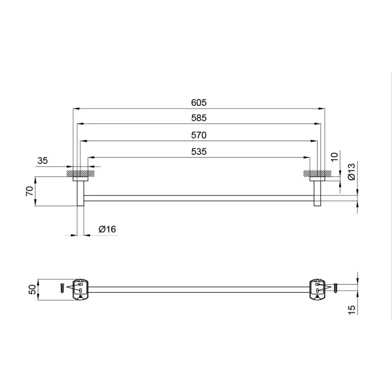 Тримач для рушника Qtap Liberty 605 мм QTLIBCRM1124 Chrome