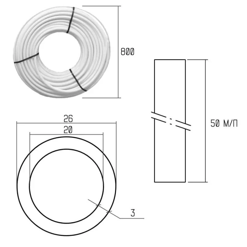 Труба PE-AL-PERT Icma 26х3 мм, 50 м №P199