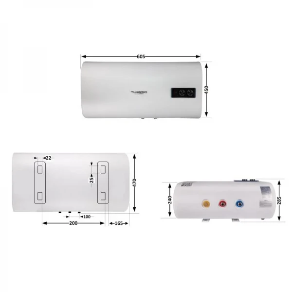 Водонагреватель электрический Thermo Alliance 30 л плоский горизонтальный, мокрый ТЭН 2 кВт (0,8+1,2) DT30H20G(PD)