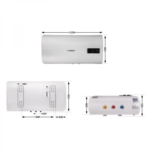 Водонагреватель электрический Thermo Alliance 100 л плоский горизонтальный, мокрый ТЭН 2 кВт (0,8+1,2) DT100H20G(PD)