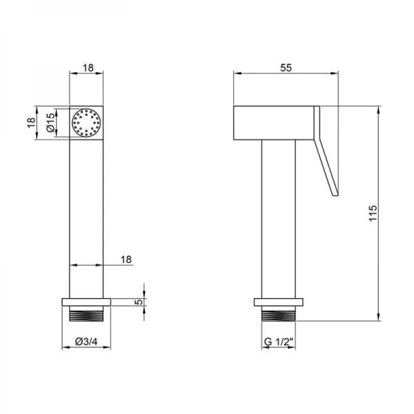 Лейка для гигиенического душа Lidz Niagara 08 прямоугольная LDNIA08CRM26197 Chrome