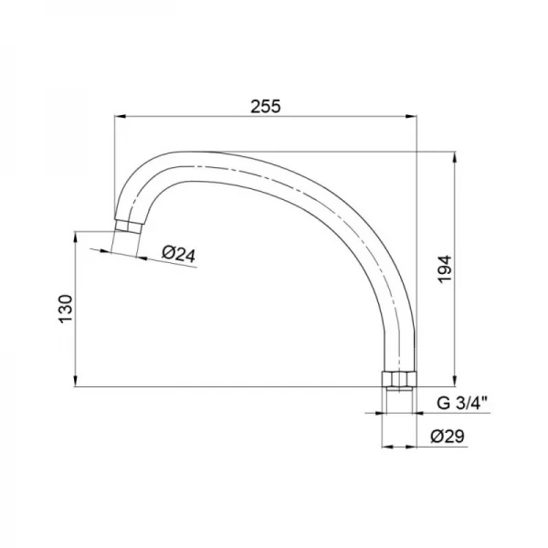 Излив для смесителя Lidz Niagara 273 25 см LDNIA273CRM26200 Chrome
