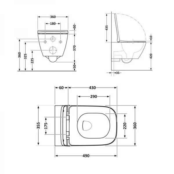 Унітаз підвісний Qtap Robin безобідковий з сідінням Soft-close QT1333046ENRW