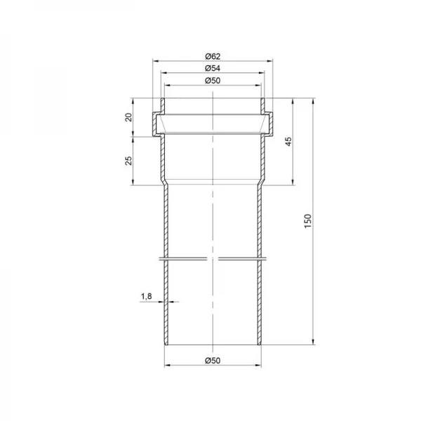 Труба PPR канализационная TA Sewage 50х2, 0,15 м
