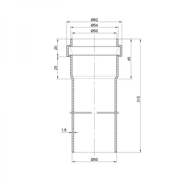 Труба PPR канализационная TA Sewage 50х2, 0,315 м