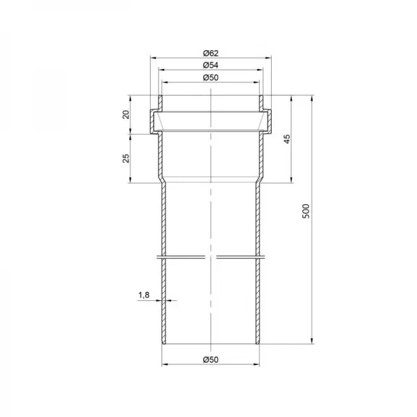 Труба PPR канализационная TA Sewage 50х2, 0,5 м